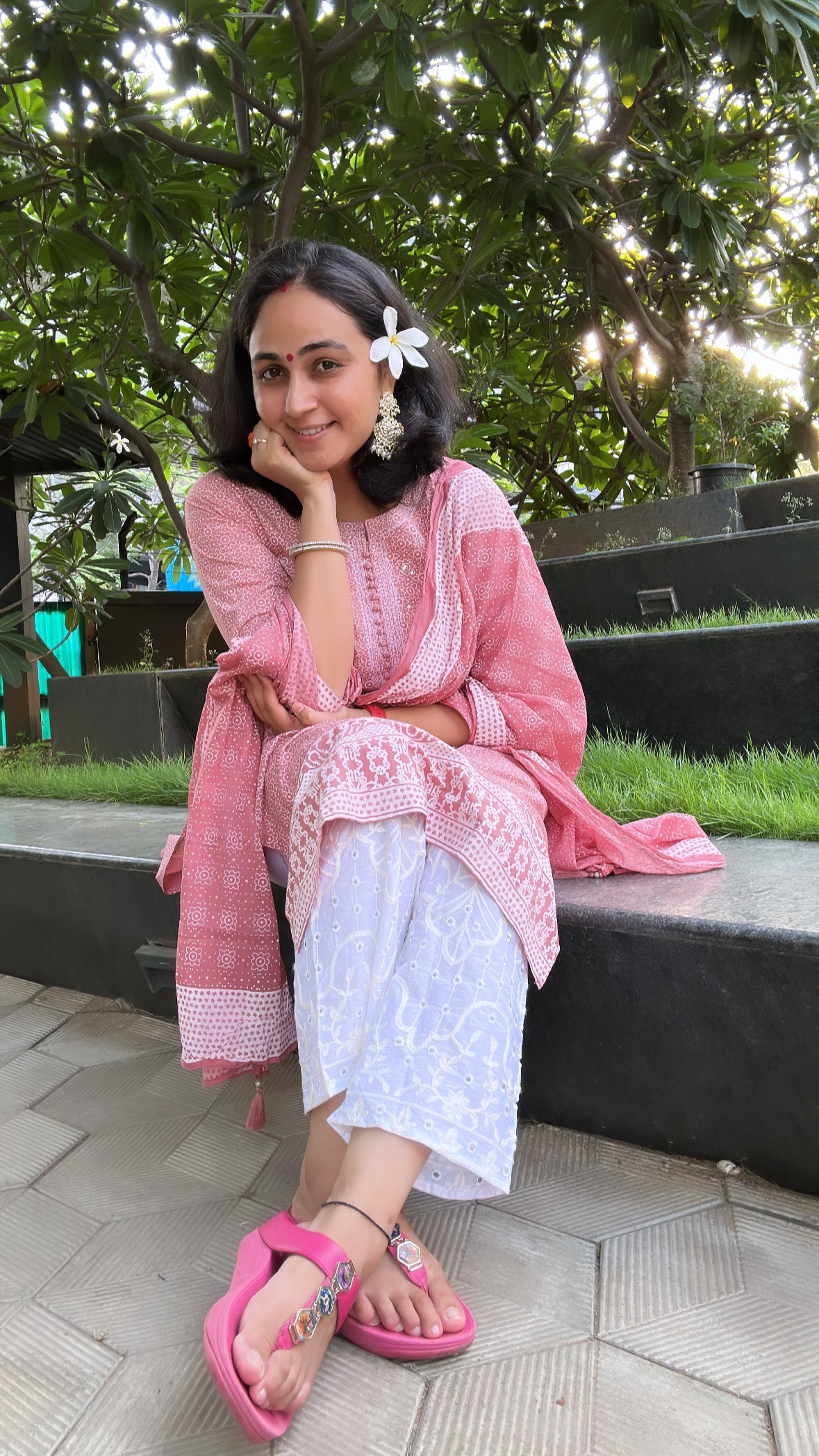Graceful Harmony - Lavender, Pink, and Grey Cotton Suit Set by Vastra by Monty