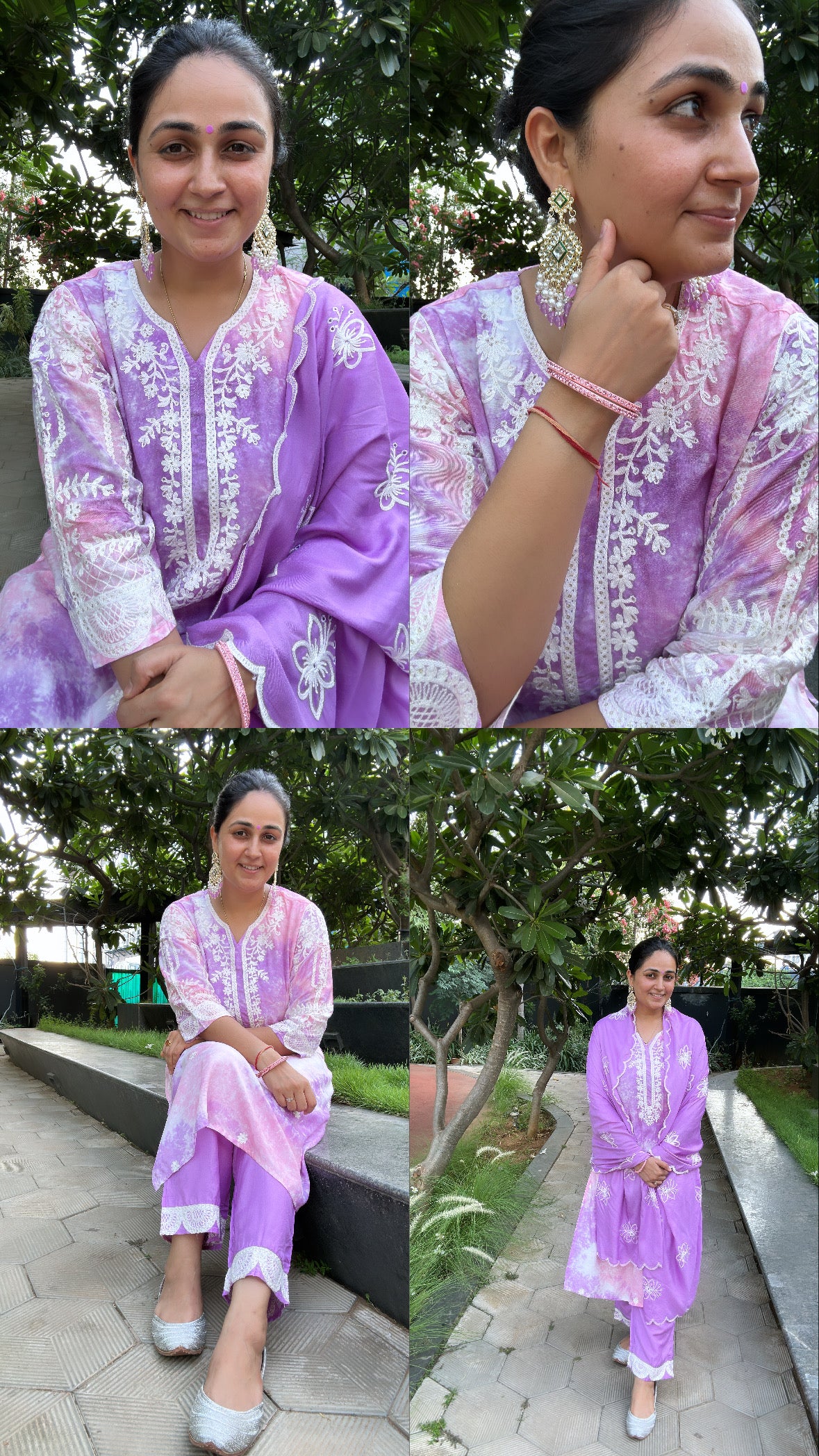 Regal Plum - Tie and Dye Lucknowi Kurta Suit Set by Vastra by Monty