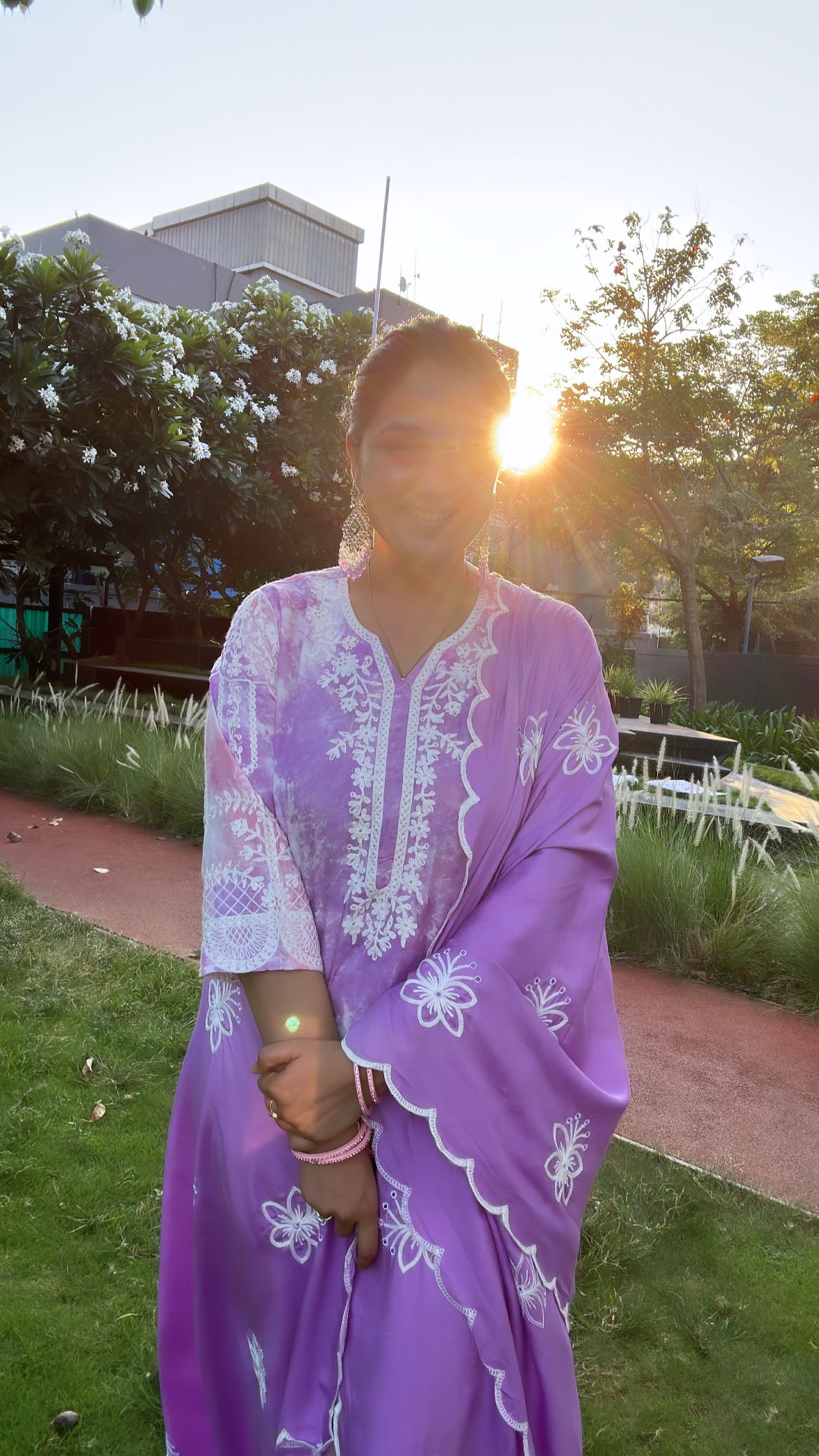 Regal Plum - Tie and Dye Lucknowi Kurta Suit Set by Vastra by Monty