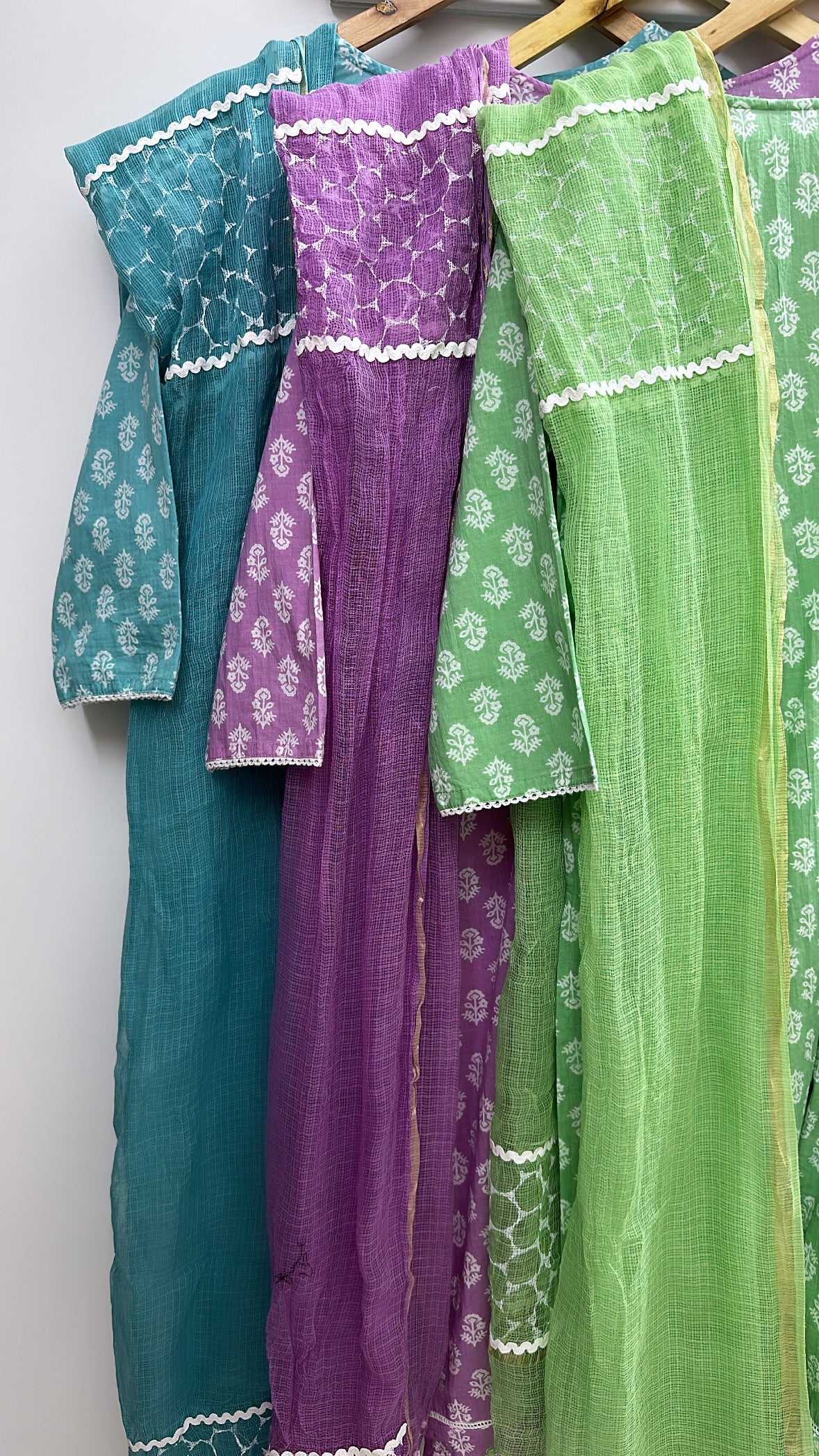Lotus Fusion - Blue, Green, and Purple Cotton Suit Set by Vastra by Monty