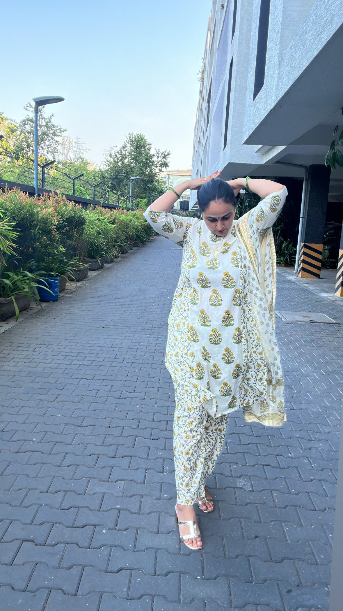 Printed pure cotton Kurta &amp; Dupatta Set by Vastra by Monty