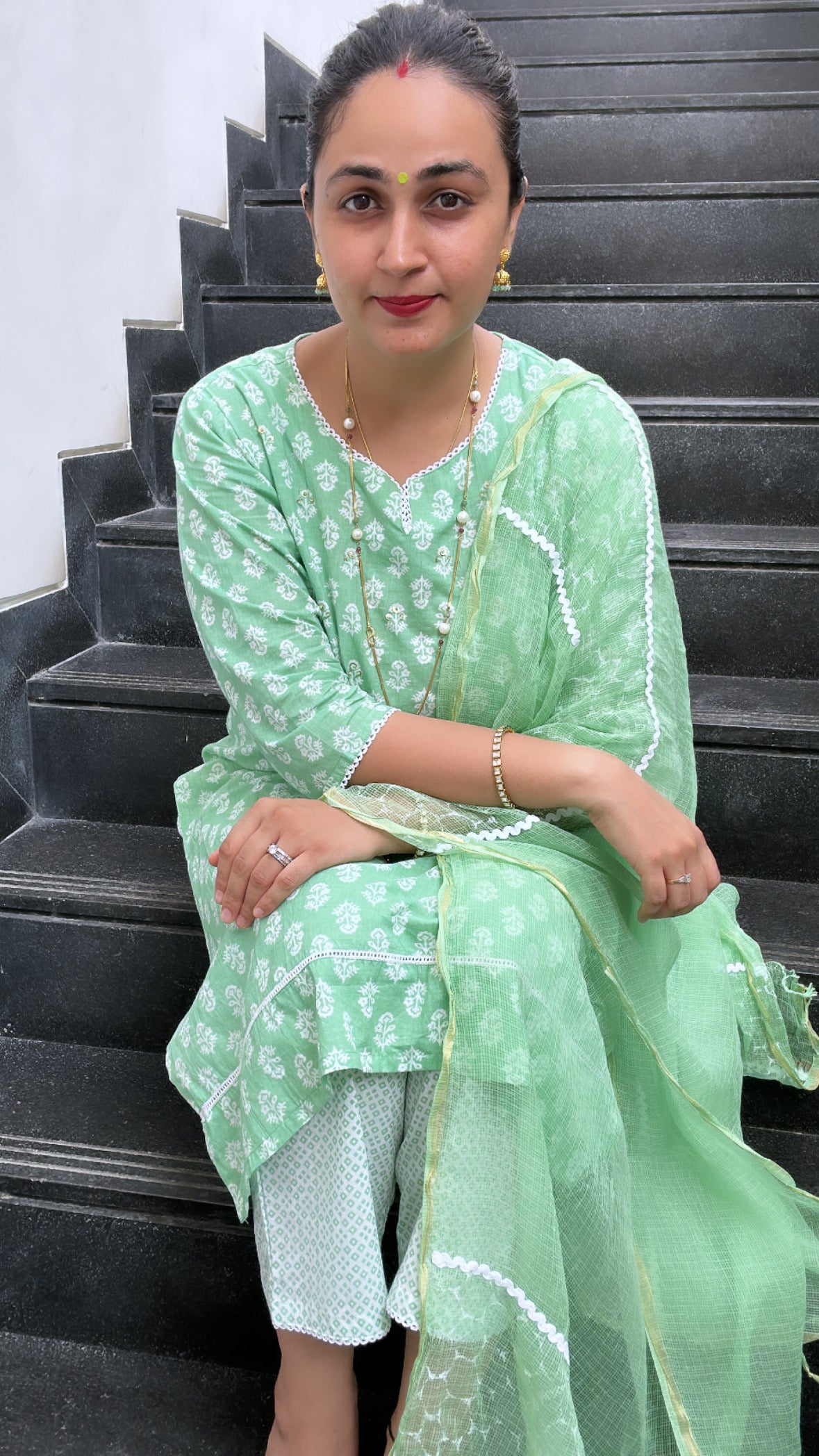 Lotus Fusion - Blue, Green, and Purple Cotton Suit Set by Vastra by Monty