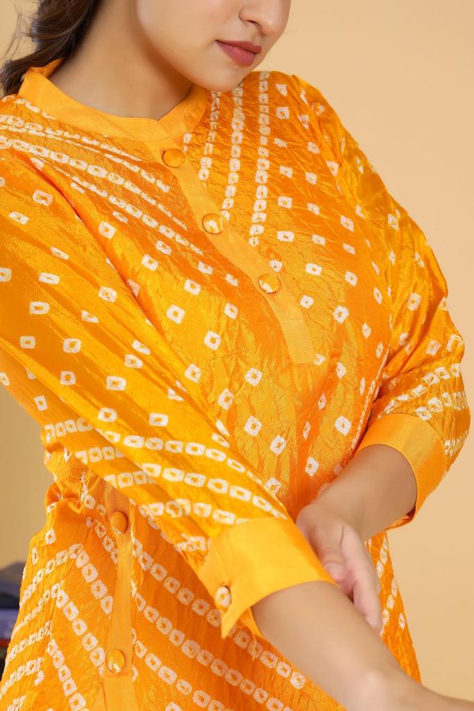 Festive Bandhej Finesse - Bandhej on Maroon, Orange, Green, Pink Festive Kurta Pants by Vastra by Monty