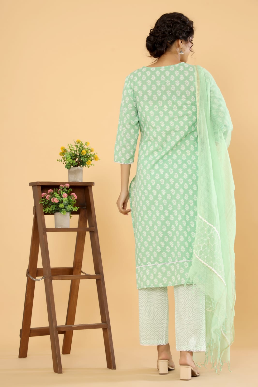 Lotus Fusion - Blue, Green, and Purple Cotton Suit Set by Vastra by Monty