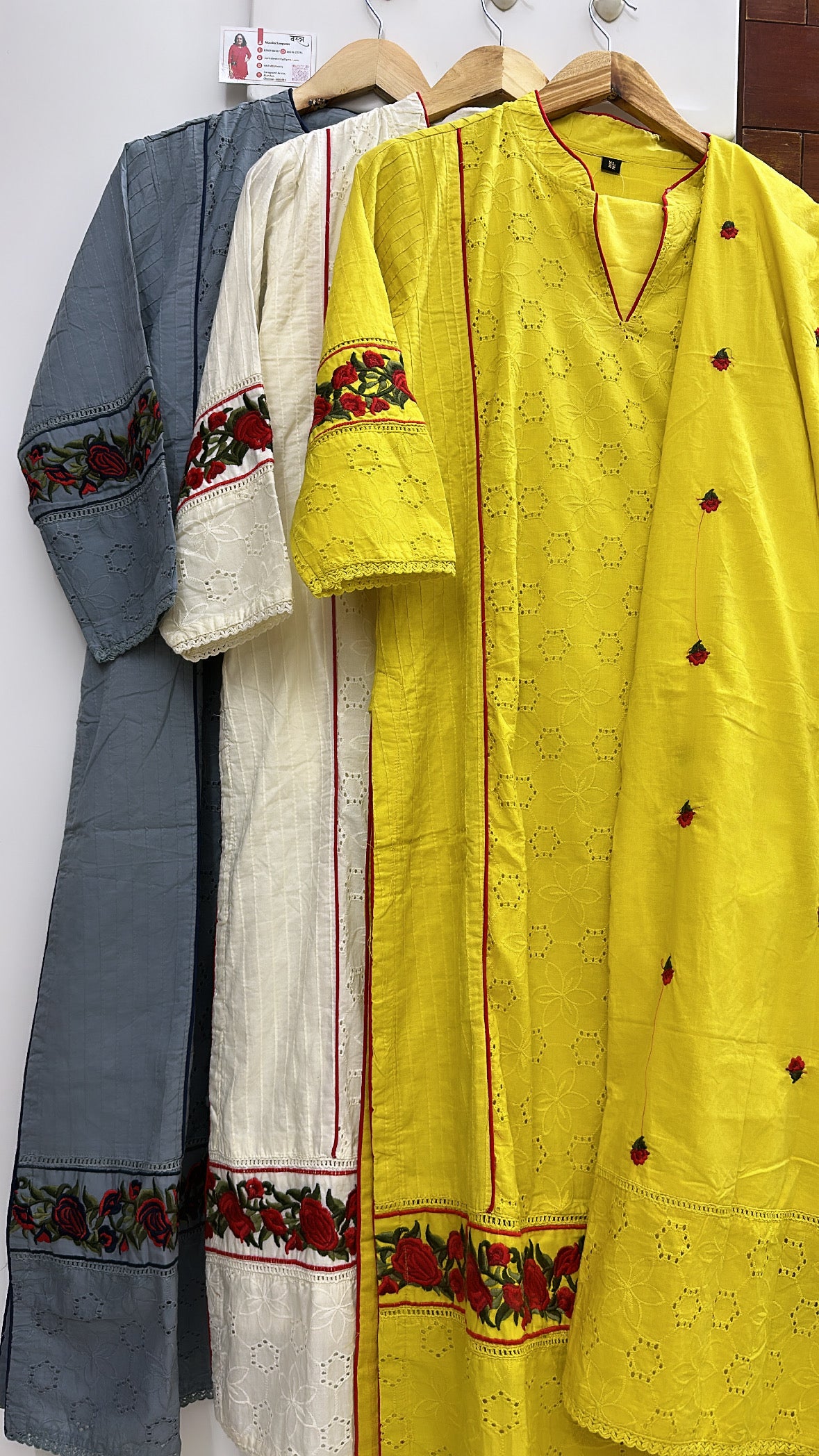 Ethereal Daisies - White, Grey, and Yellow Chikankari Dupatta Set by Vastra by Monty