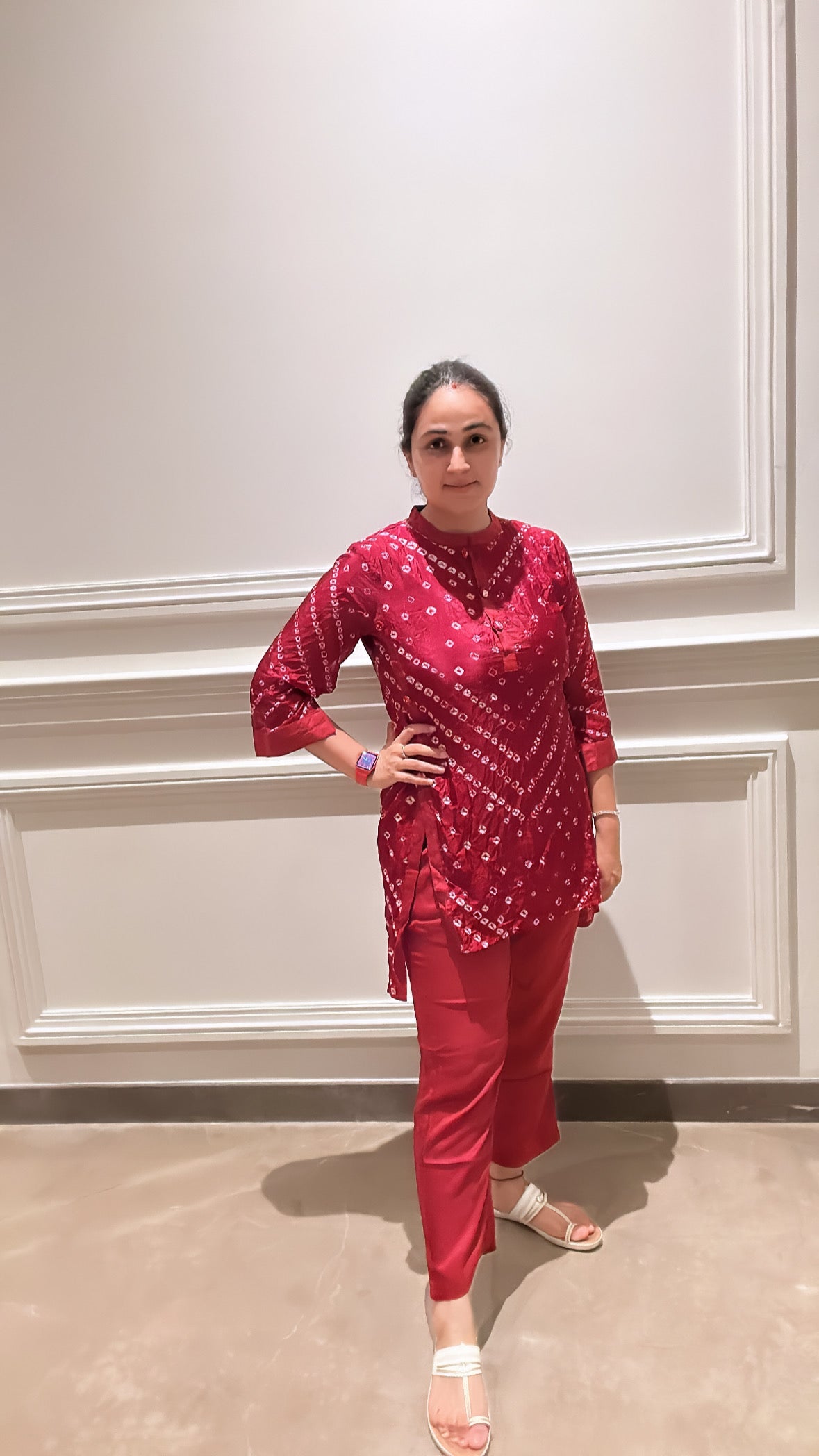 Festive Bandhej Finesse - Bandhej on Maroon, Orange, Green, Pink Festive Kurta Pants by Vastra by Monty