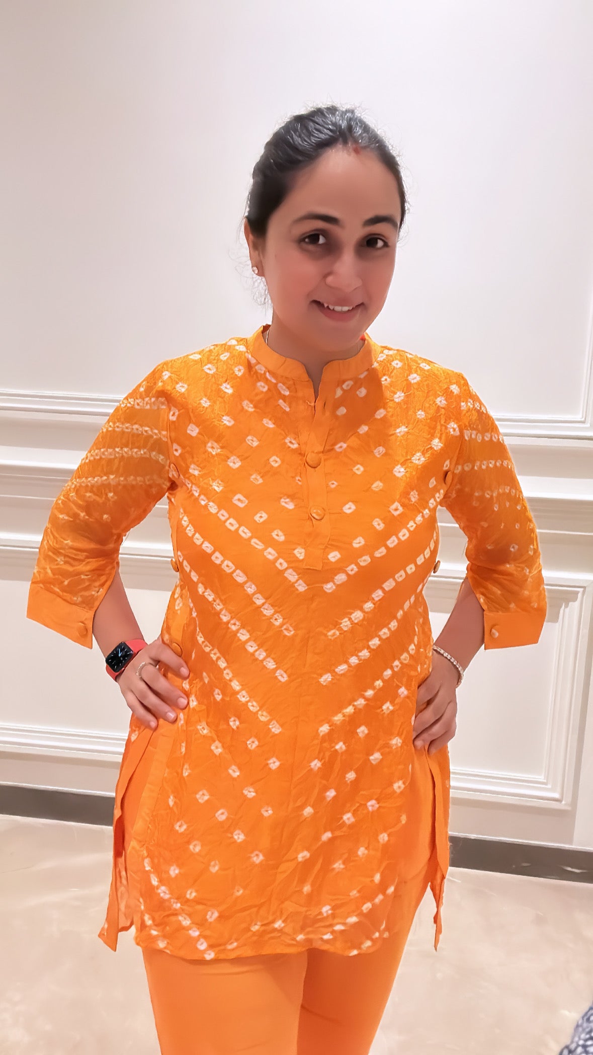 Festive Bandhej Finesse - Bandhej on Maroon, Orange, Green, Pink Festive Kurta Pants by Vastra by Monty