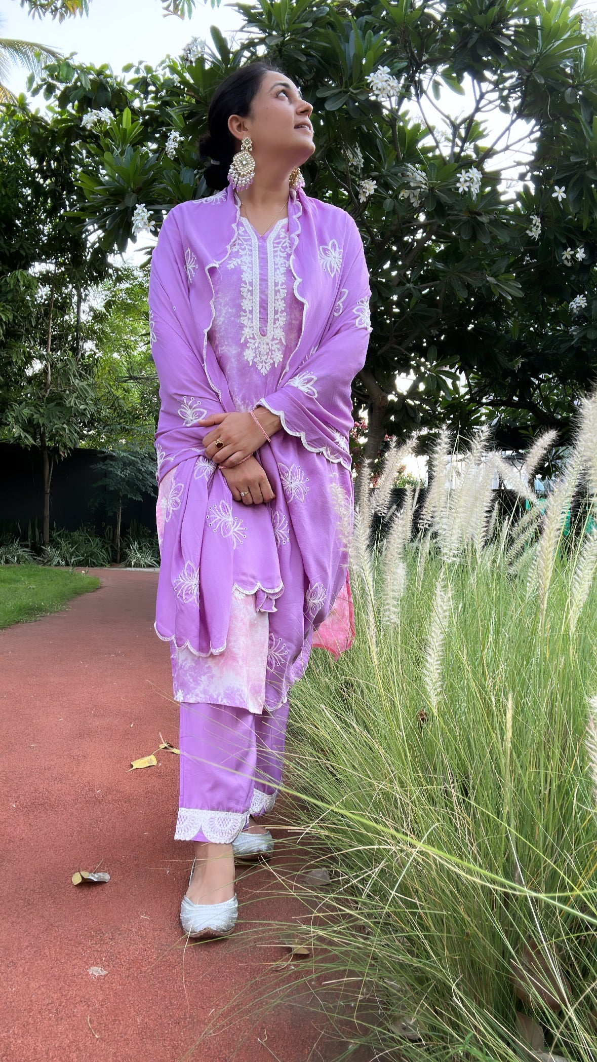 Regal Plum - Tie and Dye Lucknowi Kurta Suit Set by Vastra by Monty
