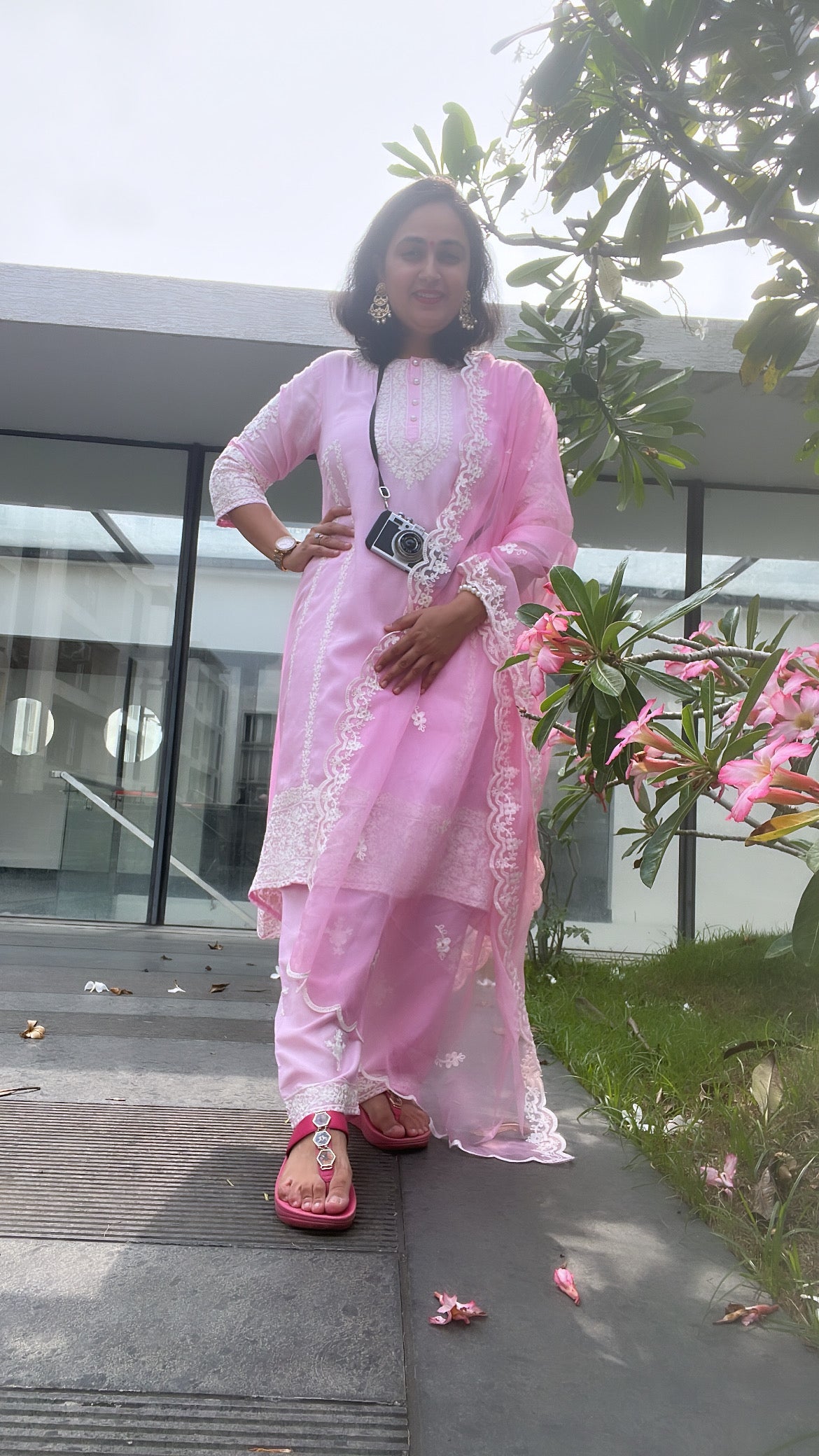 Paradise On Blue and Pink Dupatta Suit Set by Vastra by Monty