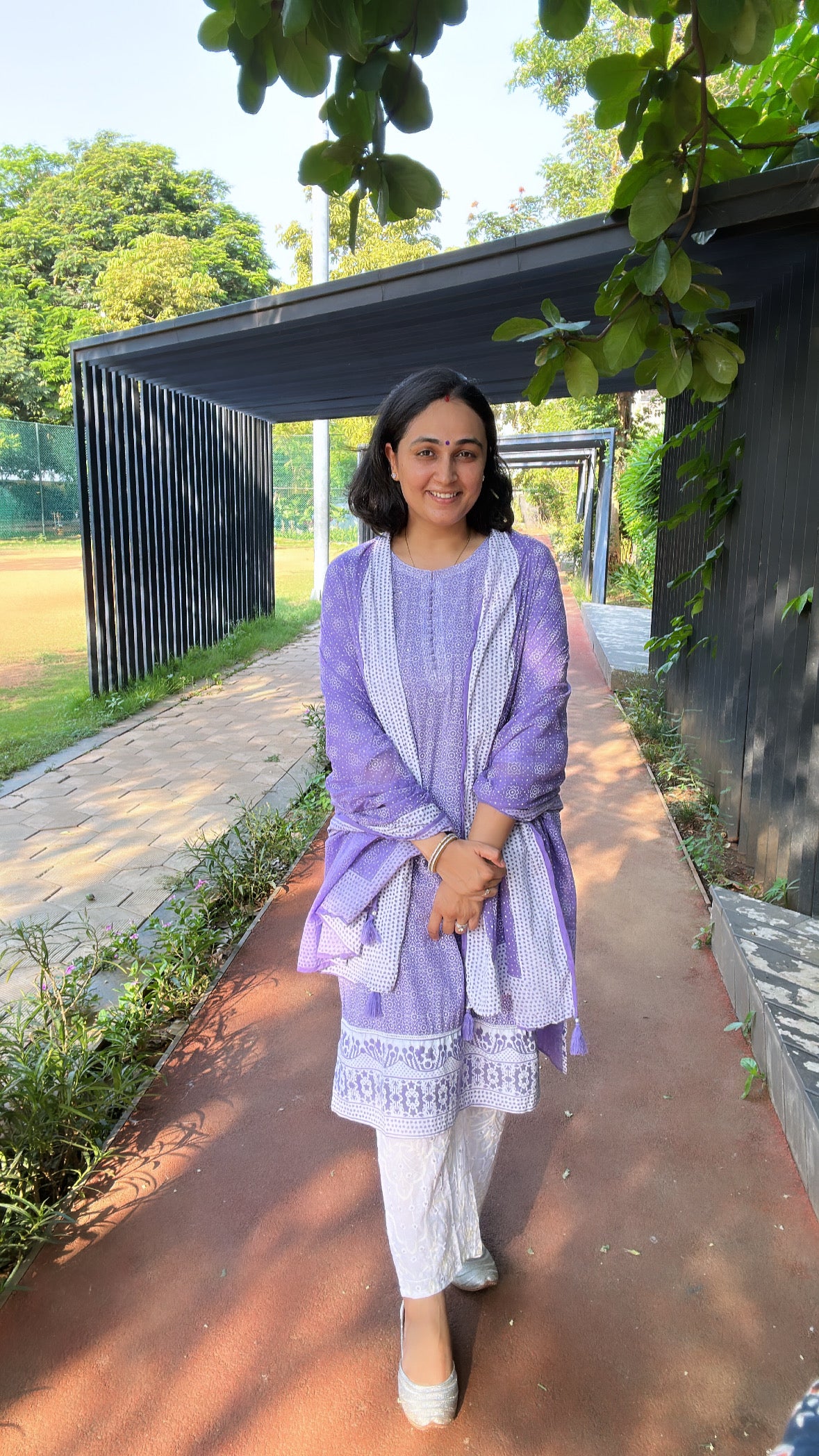 Graceful Harmony - Lavender, Pink, and Grey Cotton Suit Set by Vastra by Monty