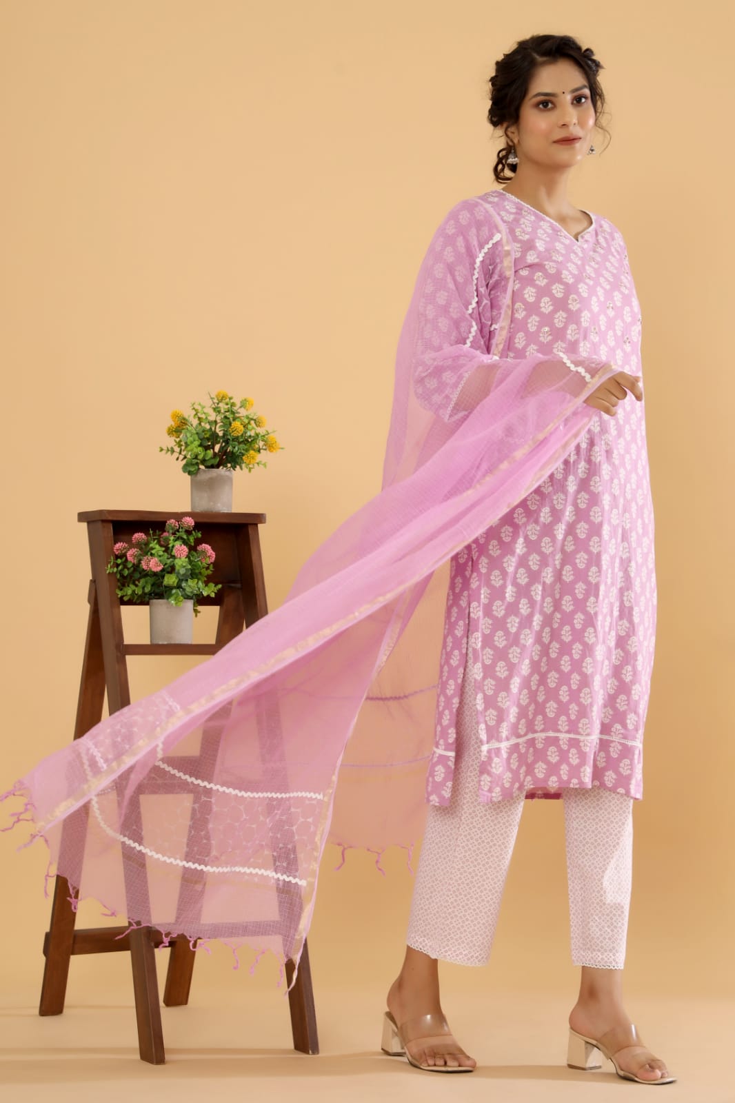 Lotus Fusion - Blue, Green, and Purple Cotton Suit Set by Vastra by Monty