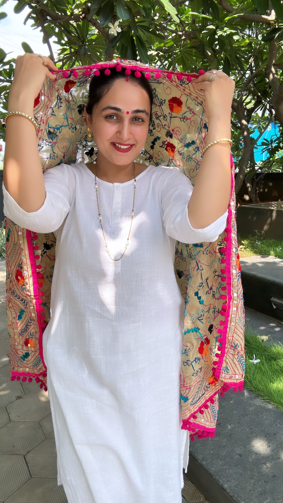 Plain white trousers with Kurta by Vastra by Monty