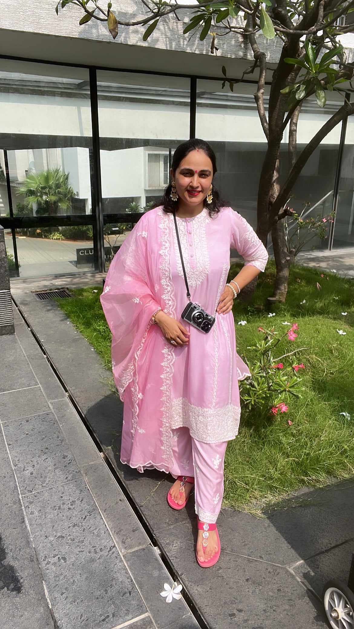 Paradise On Blue and Pink Dupatta Suit Set by Vastra by Monty