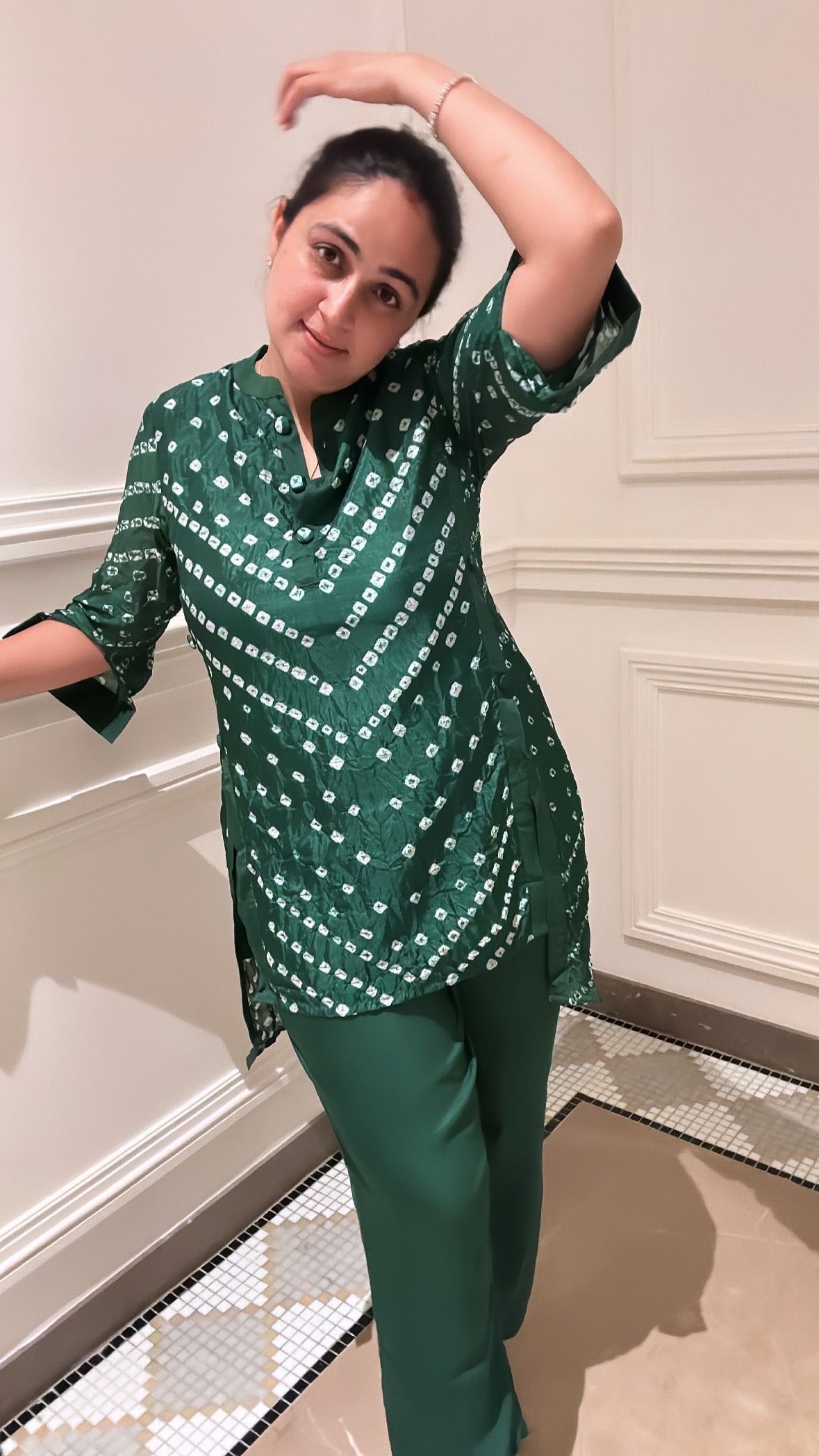 Festive Bandhej Finesse - Bandhej on Maroon, Orange, Green, Pink Festive Kurta Pants by Vastra by Monty