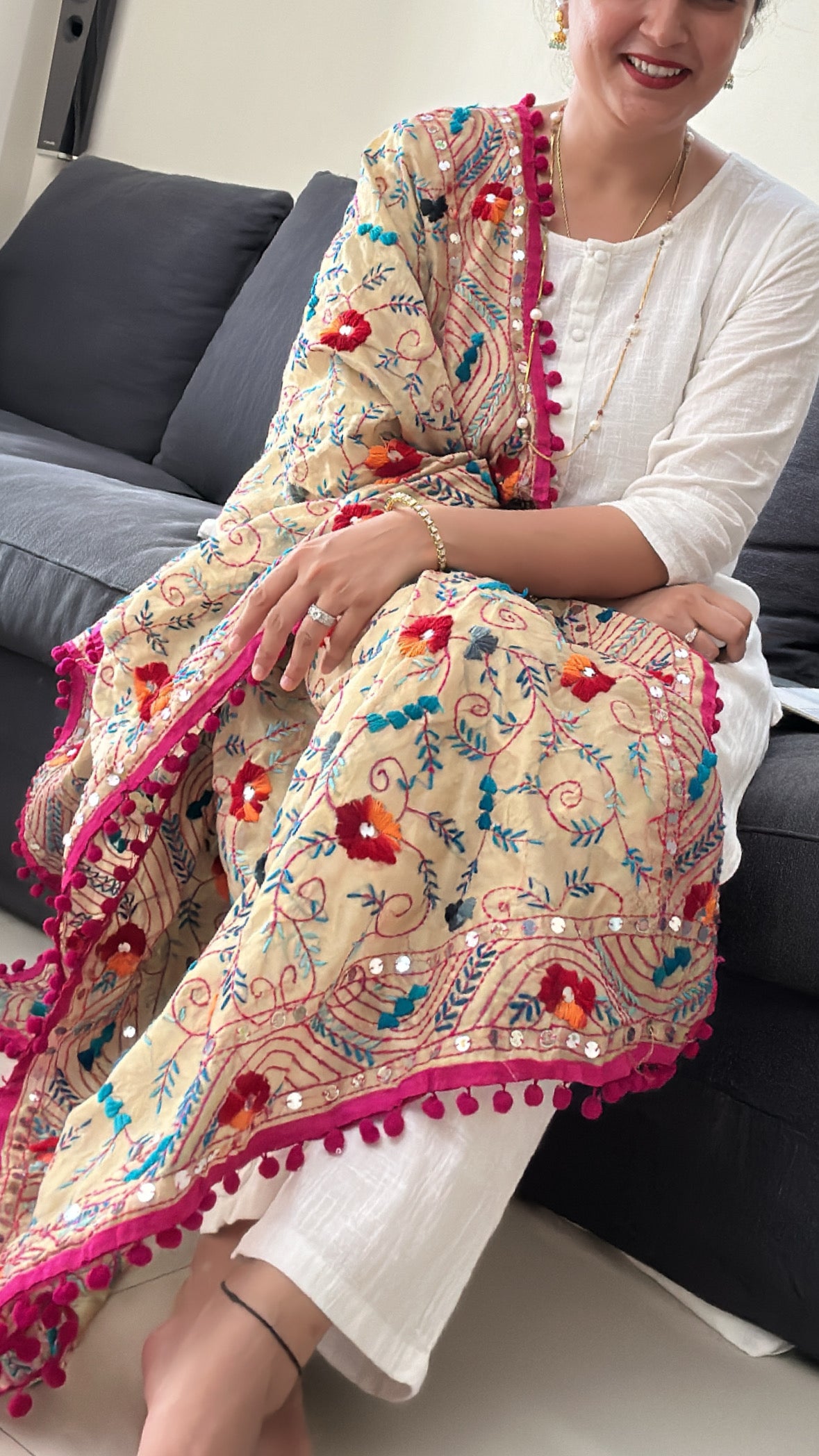 Plain white trousers with Kurta by Vastra by Monty