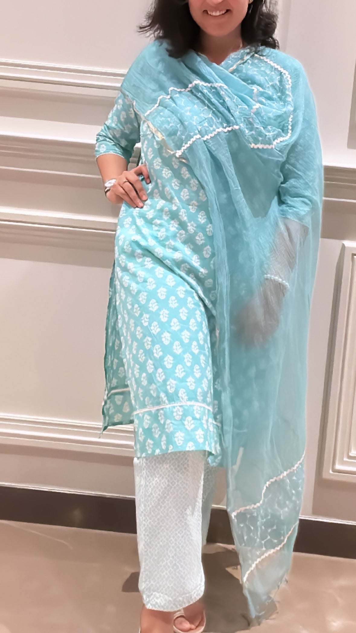 Lotus Fusion - Blue, Green, and Purple Cotton Suit Set by Vastra by Monty