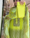 Elegant Floral Print Cotton Kurta Set