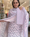 Soft Pink Floral Print Cotton Suit Set