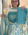 Vibrant Floral Printed Cotton Kurti Set