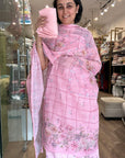 Elegant Floral Printed linen Kurti Set in Soft