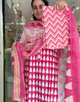 Elegant Cotton Printed Suit Set with Lace & Mirror Work – Multiple Shades