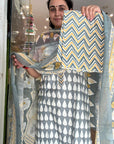 Elegant Cotton Printed Suit Set with Lace & Mirror Work – Multiple Shades