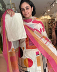 Abstract Geometric Print Chiffon Dupatta with Bold Color Contrast