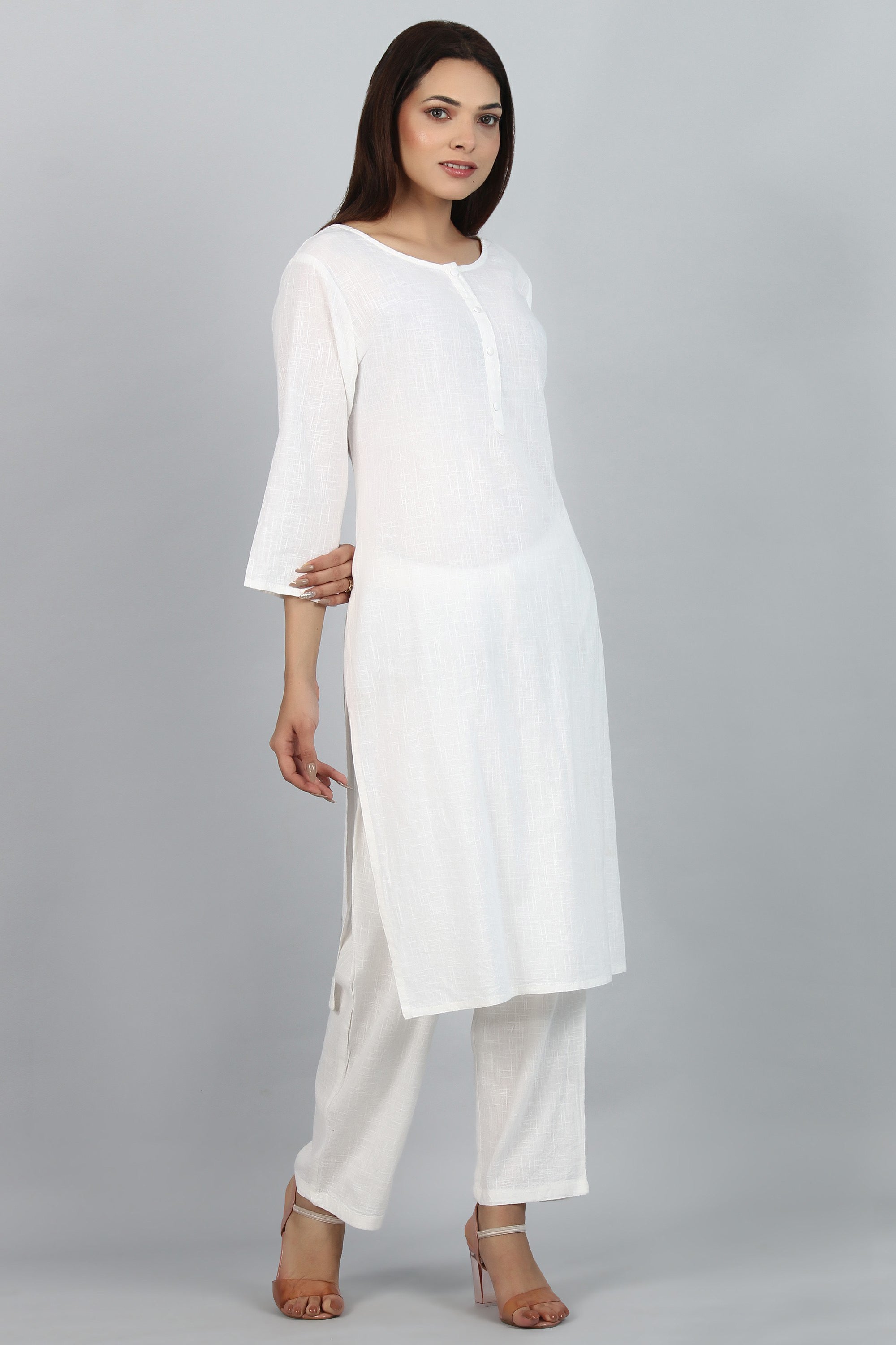 Plain white trousers with Kurta by Vastra by Monty
