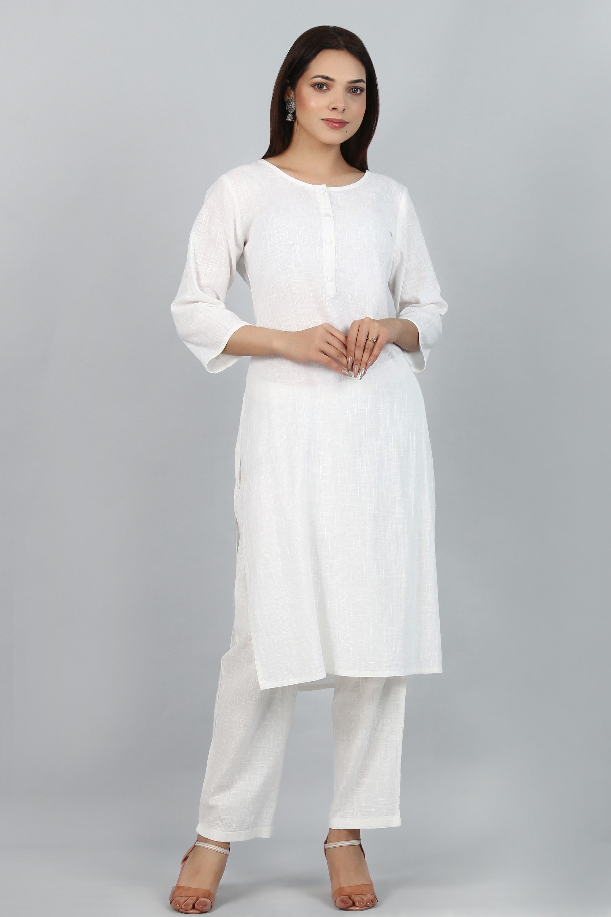 Plain white trousers with Kurta by Vastra by Monty