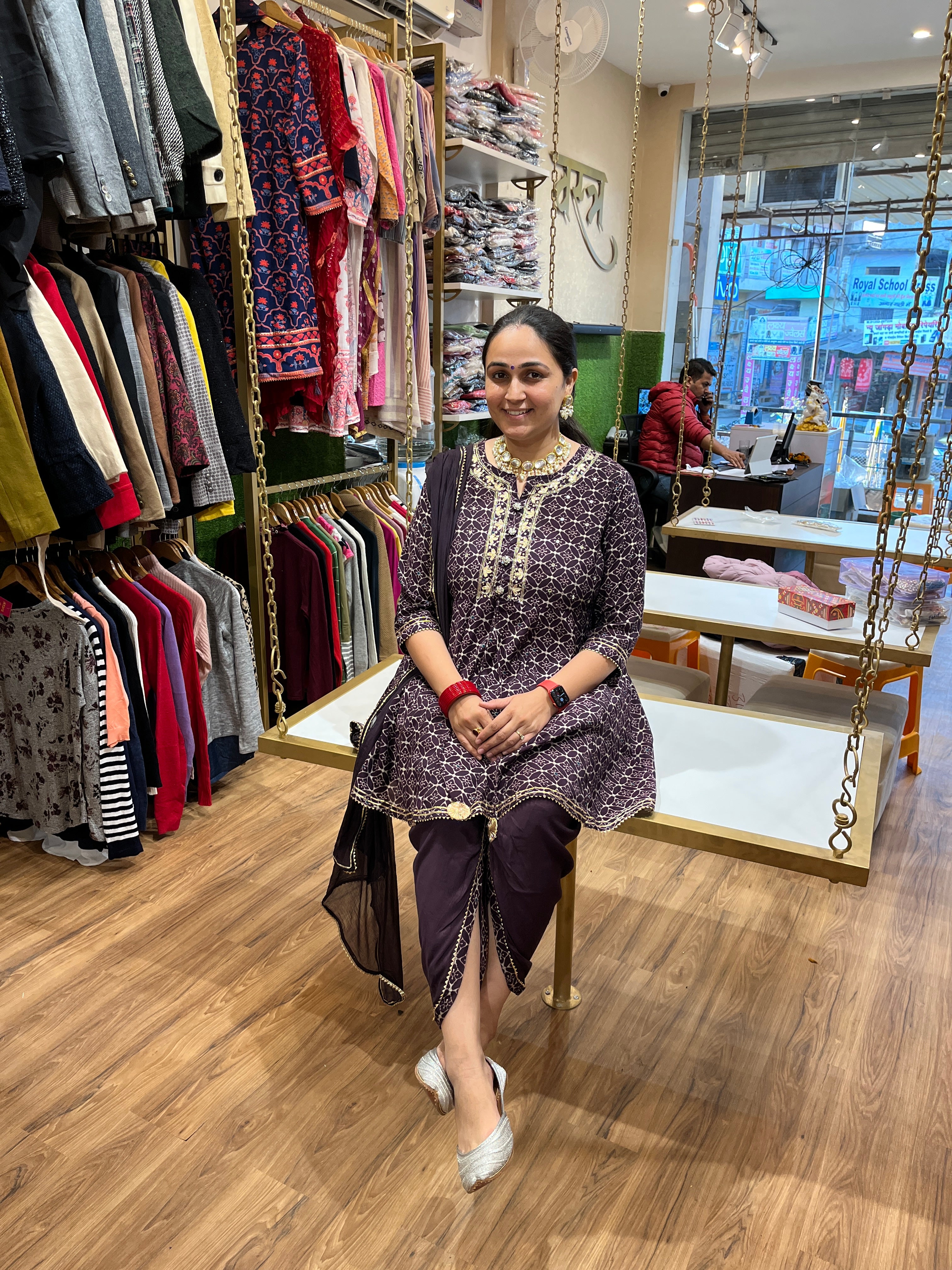 Mahroom Diamonds - Mahroon Silk Top with Tulip Pants &amp; Dupatta by Vastra by Monty
