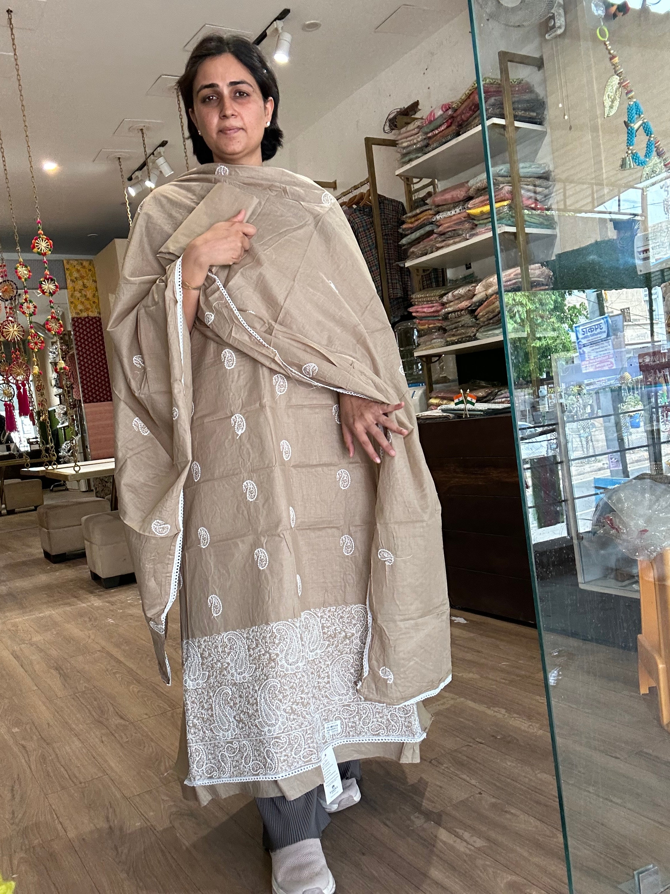 Embroidered Cotton Suit
