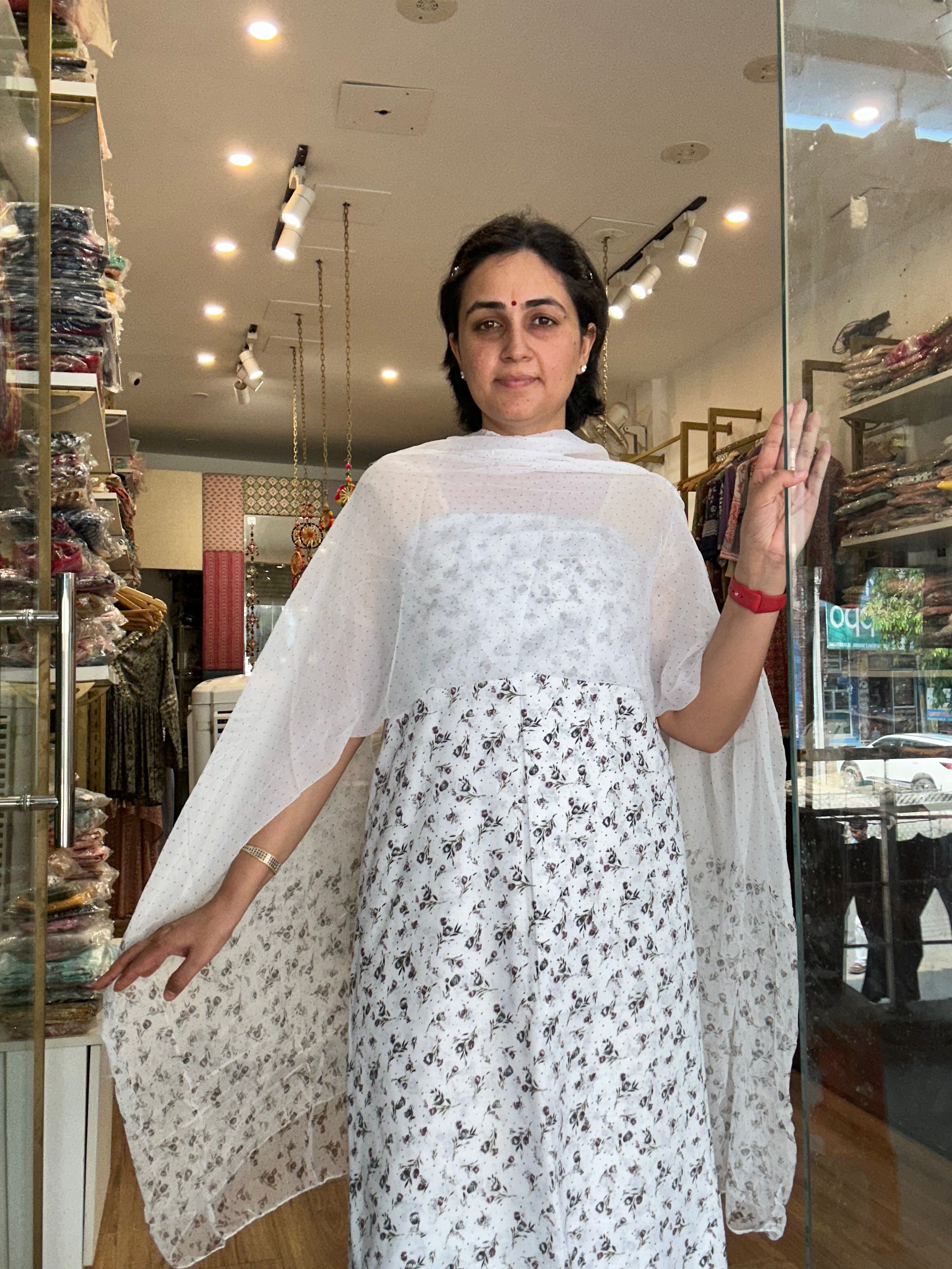 All-Over Cotton Suit with Chiffon Dupatta