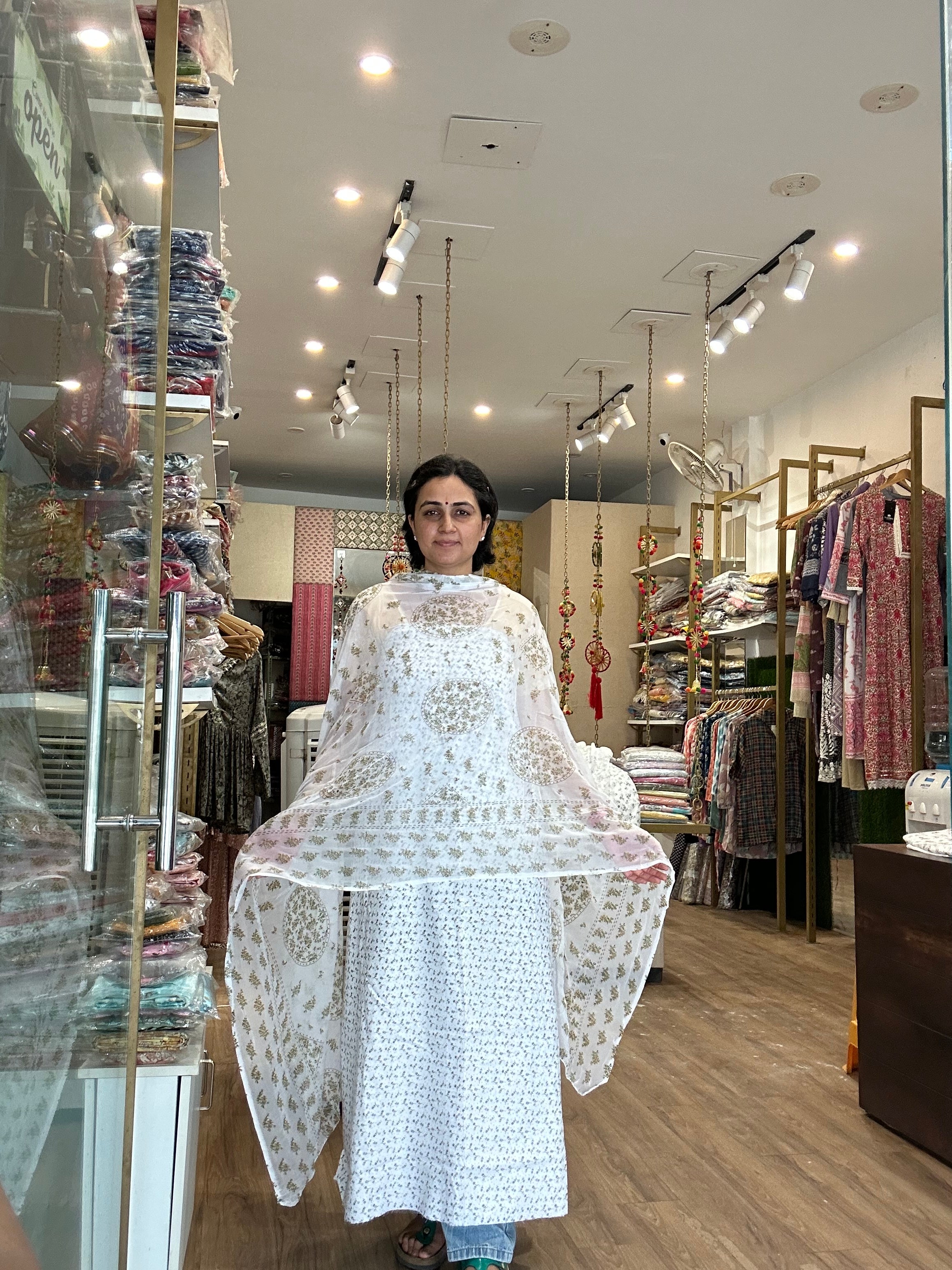 All-Over Cotton Suit with Chiffon Dupatta