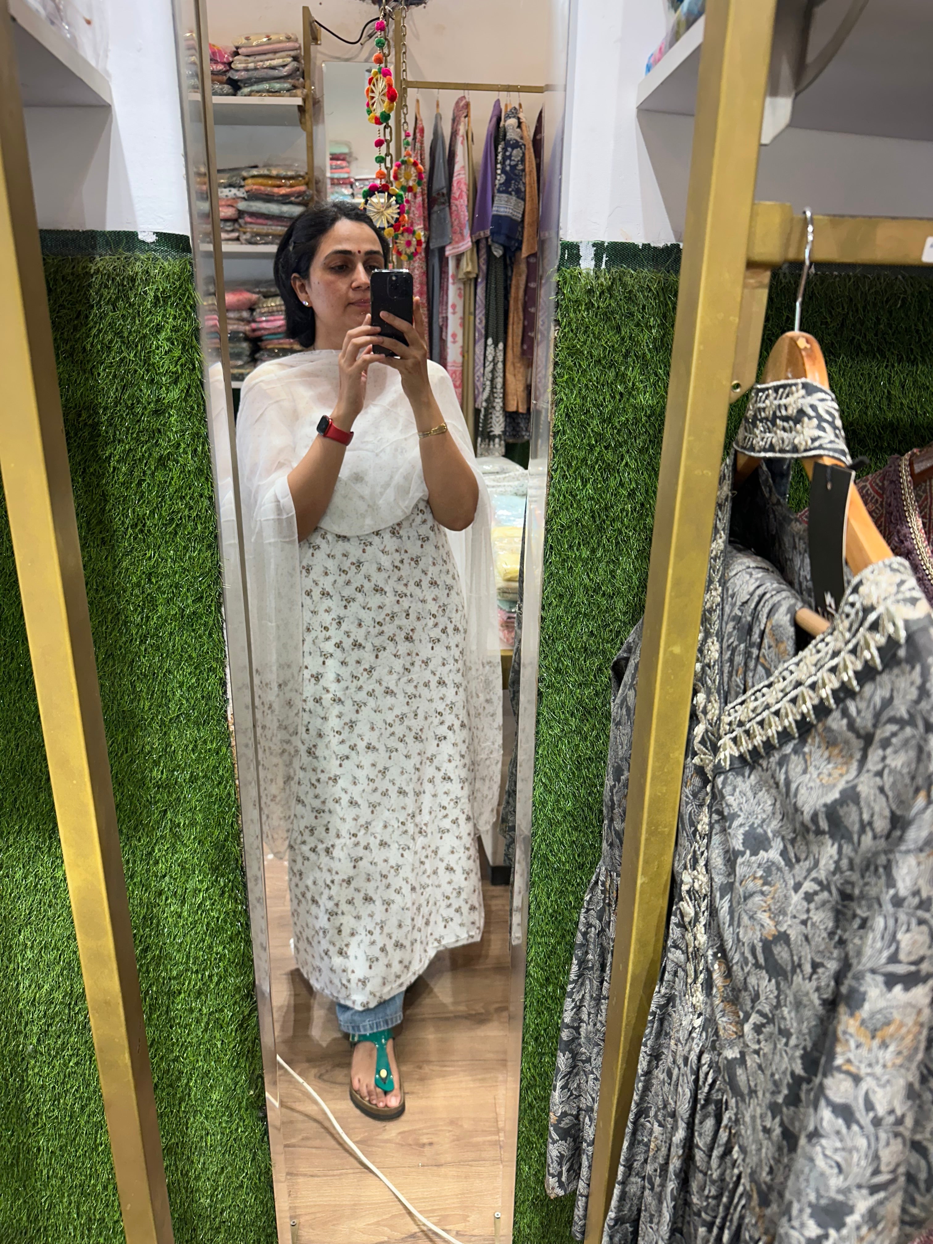 All-Over Cotton Suit with Chiffon Dupatta