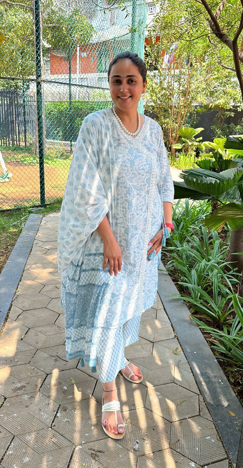Royal Rajasthani Retreat - Blue Angrakha Dupatta Set by Vastra by Monty