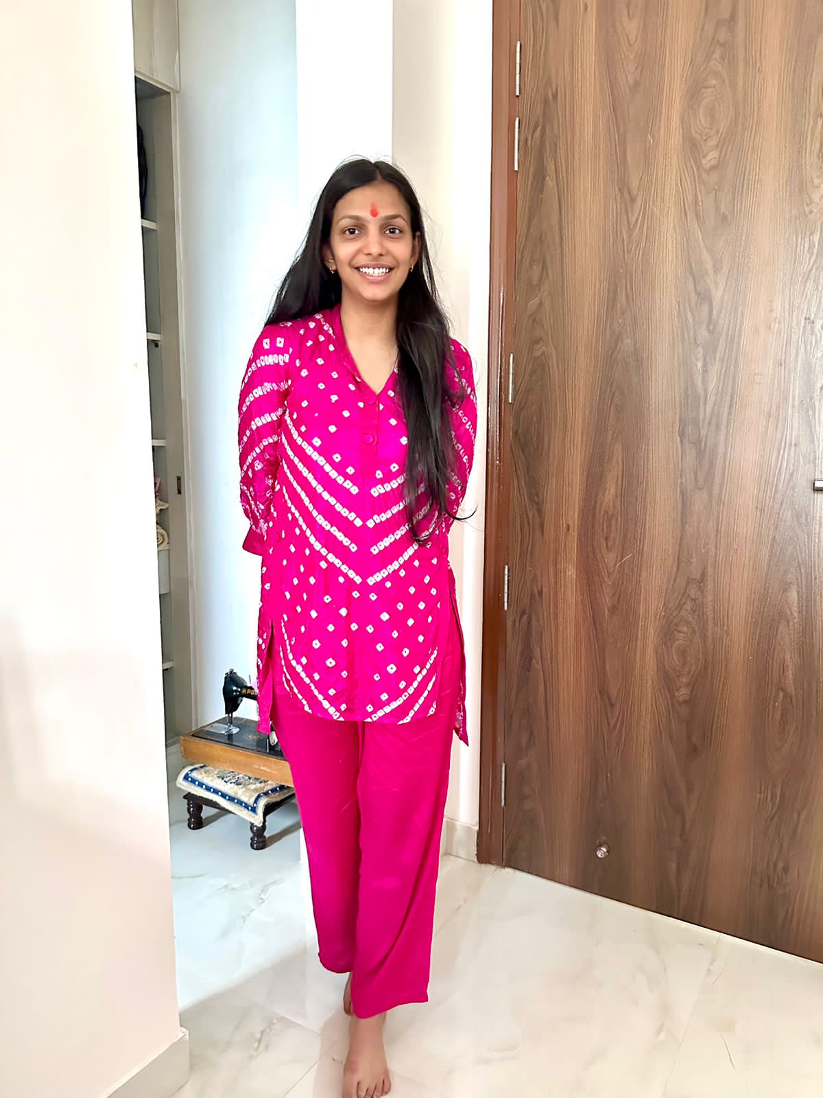 Festive Bandhej Finesse - Bandhej on Maroon, Orange, Green, Pink Festive Kurta Pants by Vastra by Monty
