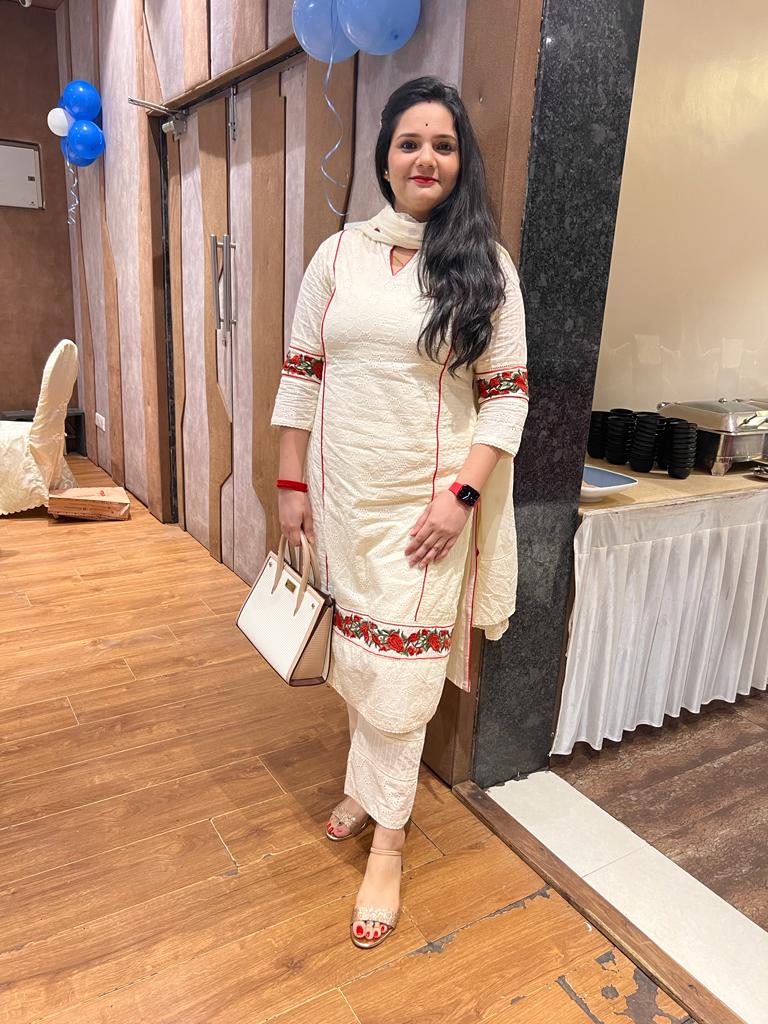 Ethereal Daisies - White, Grey, and Yellow Chikankari Dupatta Set by Vastra by Monty