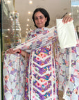 VastraByMonty “GulKriti” Unstitched Pure Cotton Suit Set – Premium Floral Patchwork with Pom-Pom & Lace Detailing (3-Piece Set)