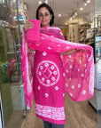 Vibrant Tie-Dye Print Suit Set with Traditional Motifs