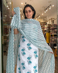 Elegant Floral Embroidered Suit Set with Chevron Dupatta
