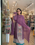 Elegant  Printed Suit Set with Intricate Border Details
