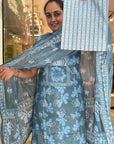 Cotton Suit Set with Floral Kurta & Statement Printed Dupatta