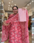 Cotton Suit Set with Floral Kurta & Statement Printed Dupatta