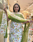 Floral Elegance Cotton Suit Set with Sheer Printed Dupatta