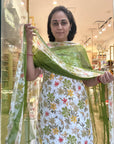 Floral Elegance Cotton Suit Set with Sheer Printed Dupatta