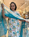 Floral Elegance Cotton Suit Set with Sheer Printed Dupatta