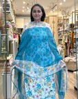 Floral Elegance Cotton Suit Set with Sheer Printed Dupatta