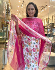 Floral Elegance Cotton Suit Set with Sheer Printed Dupatta