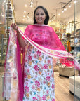 Floral Elegance Cotton Suit Set with Sheer Printed Dupatta