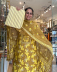 Cotton Suit Set with Floral Kurta & Statement Printed Dupatta
